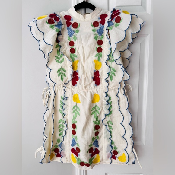 Farm Rio Embroidered Ruffle Mini Tunic Dress - Picture 6 of 15